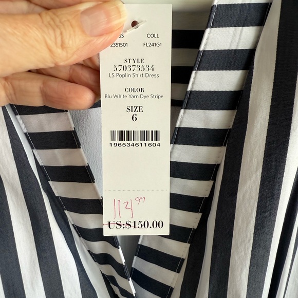 NWT, striped dress, V-Neck, White House Black Market - Picture 6 of 9